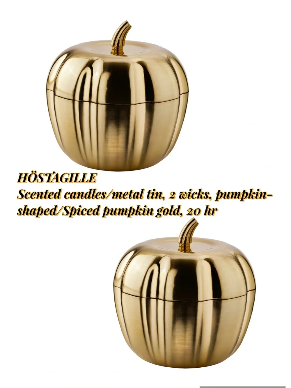Gold Pumpkin Scented Candle Tin